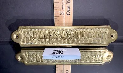 Vintage Solid Brass 1st FIRST CLASS ACCOUNTANT Sign Placque • $27.55