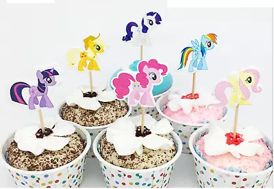 24PCS My Little Pony Cake Decoration Cupcake Topper Kids Birthday Party Ponies • £4.45