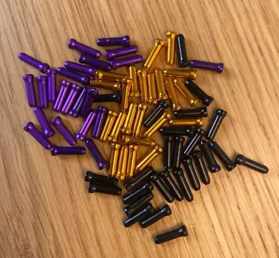 25 X BLACK 25 X GOLD AND 25 X PURPLE ALLOY END CRIMPS FOR Cycle BRAKE/GEAR CABLE • £3.99