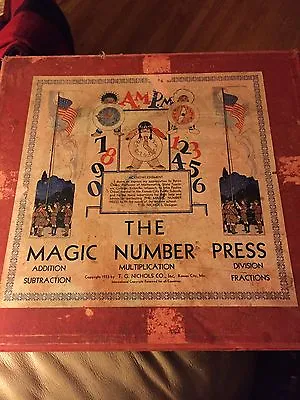 The Magic Number Press Game 1933 Vintage Stamps Math Game TG Nicols Co • $49.99