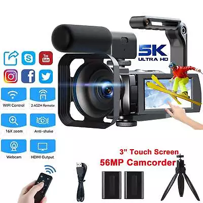 UHD 5K Video Camera Camcorder 16X Digital 56MP For YouTube Touch Screen Vlogging • $179.53