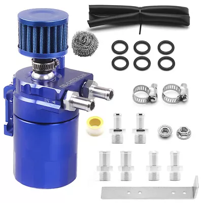 Oil Catch Can Kit Reservoir Baffled Tank With Breather Filter Universal Engine P • $17.99