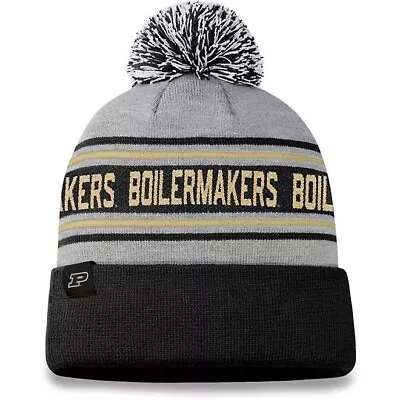 NCAA Purdue Boilermakers Striped Knit Mens Beanie Toboggan Winter Hat Cap Pom • $22.99