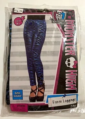 Girls Monster High  Fierce Leggings Blue Black Costume Accessory Child Size M/l • $10.75