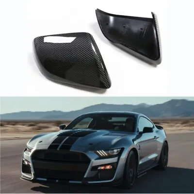 Real Carbon Fiber Side Mirror Cover Cap Repalcement For Ford Mustang 2014-2022 • $183.99