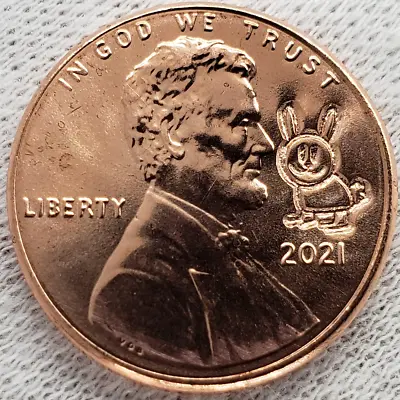 2021 Lincoln Cent Penny Hopper Easter Bunny Rabbit Counterstamp Gift Lucky Coin! • $1.99