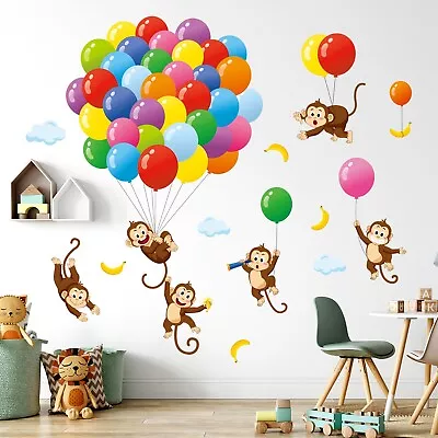 DECOWALL SG2-2202 Balloons And Monkeys Wall Decals Stickers Kids Peel And Stick • $16.99