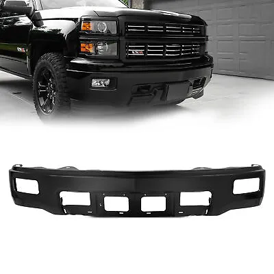 Front Bumper Face Bar For 2014 2015 Chevy Silverado 1500 W/ Fog Light Hole Black • $279.80