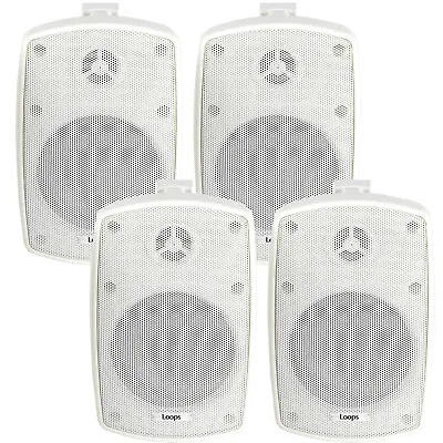 4x 4  60W White Outdoor Rated Speakers 8 OHM Weatherproof Wall Mounted HiFi • £134.99