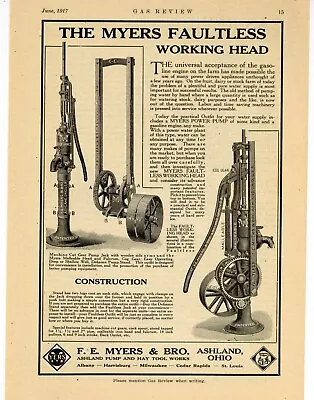 1917 F.E. Myers & Bro. Ad: Faultless  Power Pump For Use W Gas Engine - Ashland • $17.76