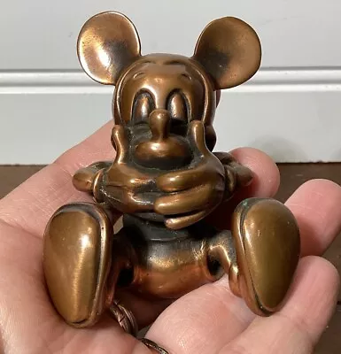 Super Rare Vintage DISNEY MICKEY MOUSE Bronze Figurine Hands On Mouth • $80