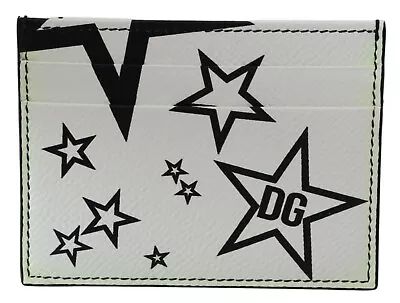 DOLCE & GABBANA Wallet White Leather DG Star Print Card Slot Holder • £86.28