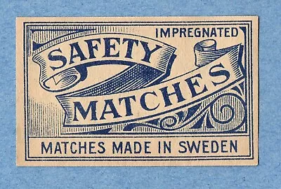 MATCHBOX LABELS SWEDEN- Impregnated Safety Matches Export  - **mint • £2.25