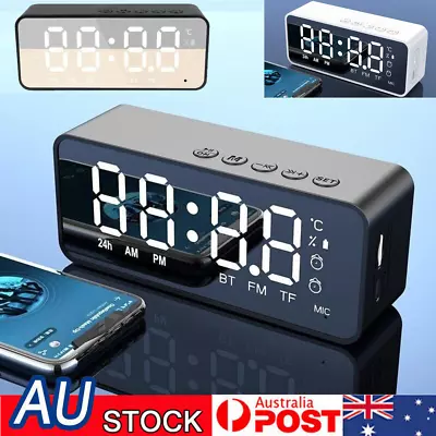 Wireless Bluetooth Digital Alarm Clock Speaker FM Radio Audio LED Display Mirror • $17.88