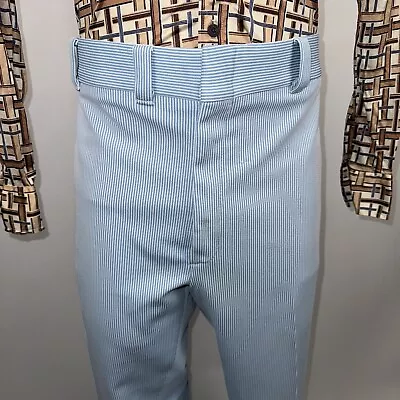 Vtg 60s 70s Pants Mens Blue Striped Polyester Disco Saturday Night Fever 44 33 • $84.29