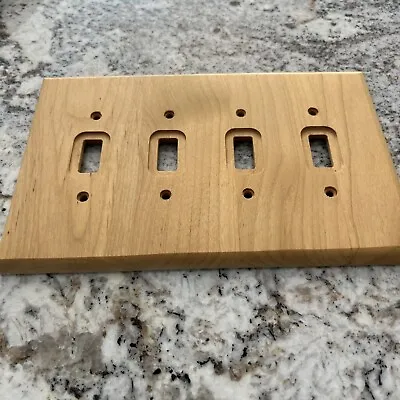 Unfinished Wooden Light Switch Wall Plate Four 4 Switch With Metal Backing • $9.52