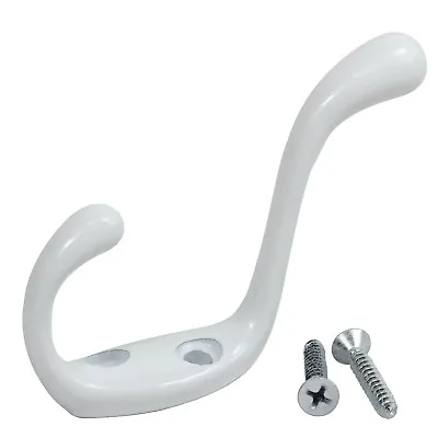 Rok Heavy Duty White Home Wall Closet Towel Coat Clothes Double Hook Hanger • $6.62