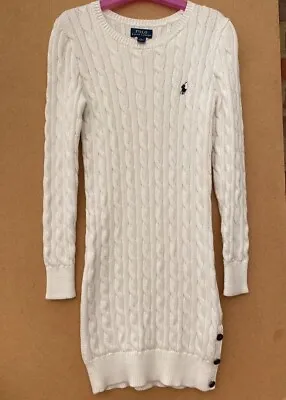 £19.50 • Buy Girls Polo Ralph Lauren: Cream Long Sleeve Knitted Jumper Dress Age 8-10. Used