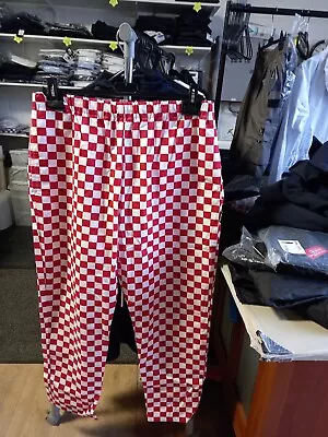 Dennys Chef Trousers Red And White Check DC28 Size M. Medium.  • £13