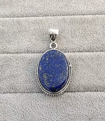 Lapis Lazuli Pendant 925 Sterling Silver Oval Gemstone Shape Girls Gift MO1369 • $13.07