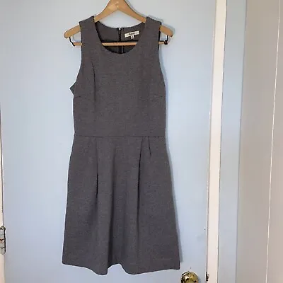 Madewell Dress Sleeveless Pockets Zip Up Gray & White Stripes 100% Cotton SX • £17.52