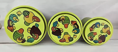 3 Vintage Rubbermaid Mushroom Nesting Canisters Avocado Green Mod Groovy 1970s • $39.99