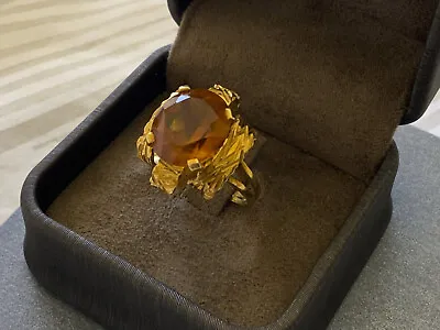 Gold Ring 750 Yellow Gold Citrine Brazil Vintage 18ct Gold Ring From Brazil • £338.21