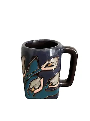 Mara Mexico Stoneware Ceramic Pottery Calla Lily Flowers Coffee Mug Cup • $14.36