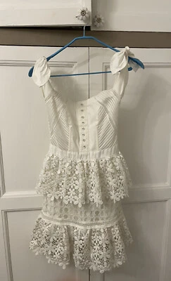 £29.99 • Buy Gorgeous Corset Lace Dress With Bardot Neckline And Tiered Skirt.