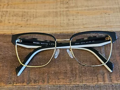 Prada Eyeglasses VPR65Y Black Tortoise Pale Gold 53-18-140 • $80