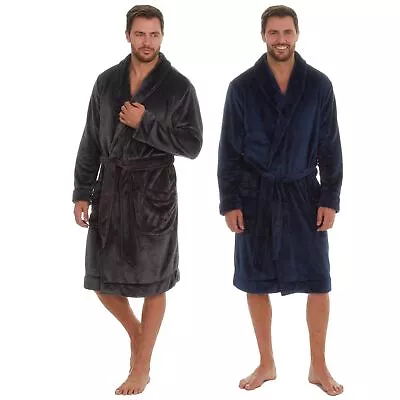 Mens Dressing Gown Plush Robe Soft Fleece Shawl Collar (One Size) Club Room • $41.06