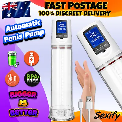 Electric Penis Pump USB LCD Rechargeable Automatic Vacuum Enlarger Cock Extender • $59.95