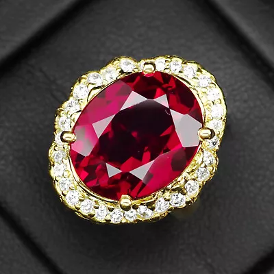 Red Rubellite Tourmaline Rare 10.9CT 925 Sterling Silver Handmade Ring Size 4.75 • $30.99