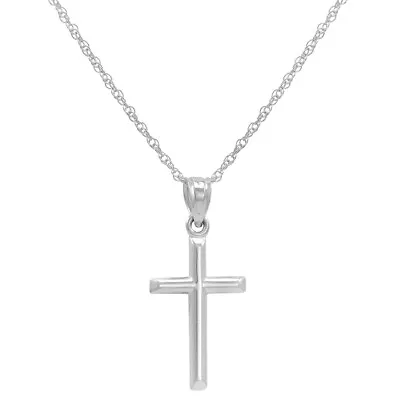 14k White Gold Cross Pendant Necklace On A 14K White Gold 18 In. Chain • $121.95