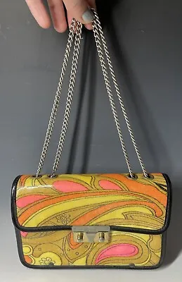 Mid-Century Modern Retro Vintage Vinyl Jaclyn USA Yellow Orange 70's Purse Bag • $95