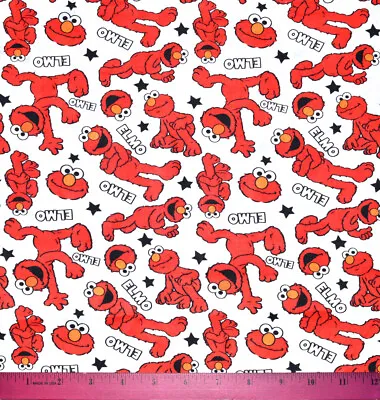 Elmo Fabric - HALF YARD - Quilting Sewing  - Sesame Street Red White Boys Girls • $10.98