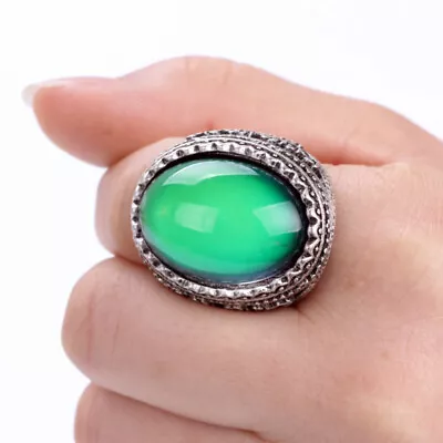 Women's Fancy Antique Silver Plated Emotion Feeling Color Change Mood Stone Ring • $9.39