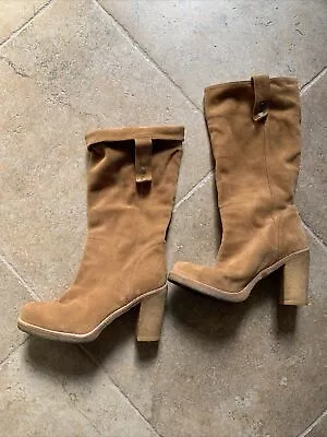 UGG Josie Chestnut Fold Over Tall Sole High Heel Boots Womens Sz.8 • $39.99