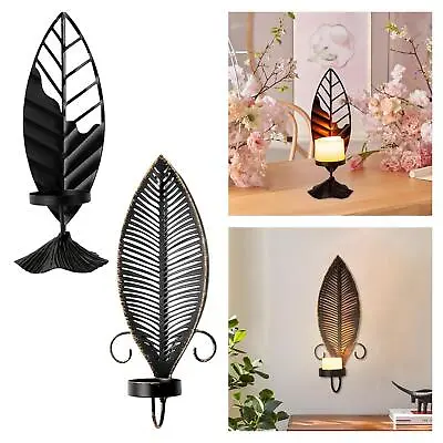 Metal Candle Holder For Pillar Candles Nordic Leaf Shaped • £13.06