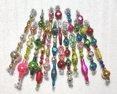 ✨️☃️ 12 Vtg Mercury Glass Garland Icicle Bead Christmas Tree Ornaments 4.5  • $48