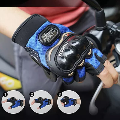 Motorcycle Half Finger Gloves Motorbike Motocross Fingerless Riding Biker Gloves • $9.99