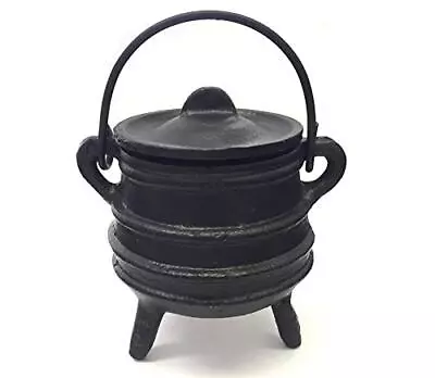 New Age Imports Inc. Cast Iron Cauldron W/handle & Lid (Ribbed Style 4  High • $19.99