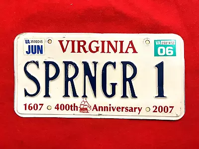 Virginia License Plate SPRNGR 1 .... Expired / Crafts / Collect / Specialty • $6.95