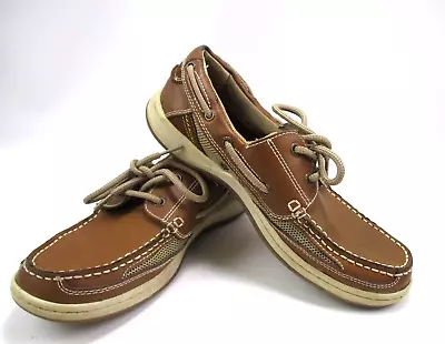 Margaritaville Navigator Boat Shoe MG1301A Men's Tan Leather Shoes Size 9 M • $31.44