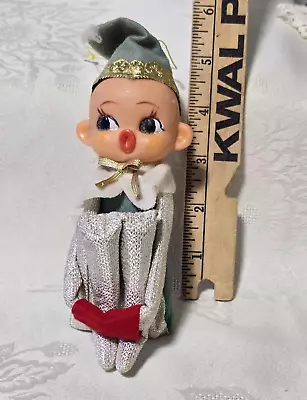Vintage Made In Japan Green & Silver Baby Face Christmas Knee Hugger Elf Pixie • $24.99