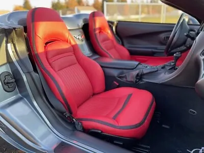 Chevy Corvette C5 Sports Seat Covers In Red Color With Black Strip (1997-2004) • $275