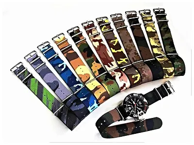 NATO G10 ® Ballistic CAMO Nylon Watch Band Military Strap RAF Stitched IW SUISSE • $9.95