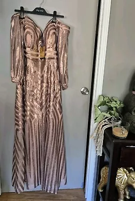 City Chic Xs Luxe Skylar Maxi Rose Gold Formal Plus Size 14 • $350