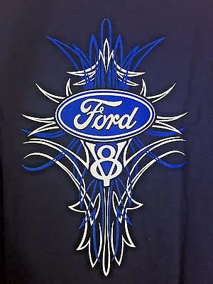 $22.95 • Buy Ford T-Shirt - Blue W/ V8 Pinstripe Logo / Emblem (Licensed)