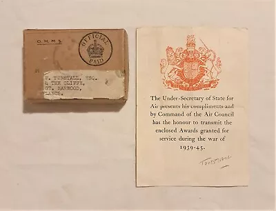£19.99 • Buy Original WW2 British RAF Royal Air Force Medal Box With Slip F. Tunstall Esq